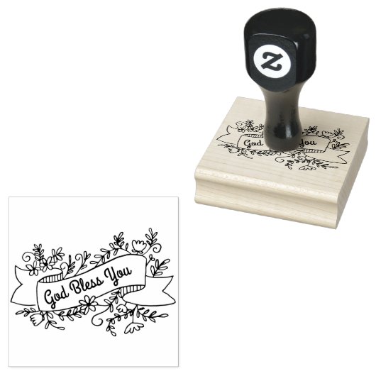 God zegene u bloemetjesbanner  rubberstempel (Gestempeld)
