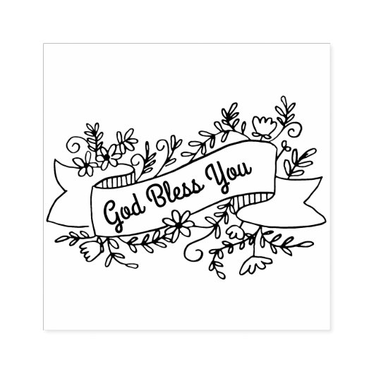 God zegene u bloemetjesbanner rubberstempel (Afrduk)