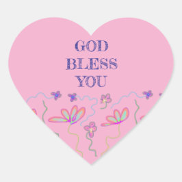 God zegene u Christelijke groet Floral Hart Sticker