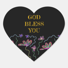 God zegene u Christelijke groet Floral Hart Sticker