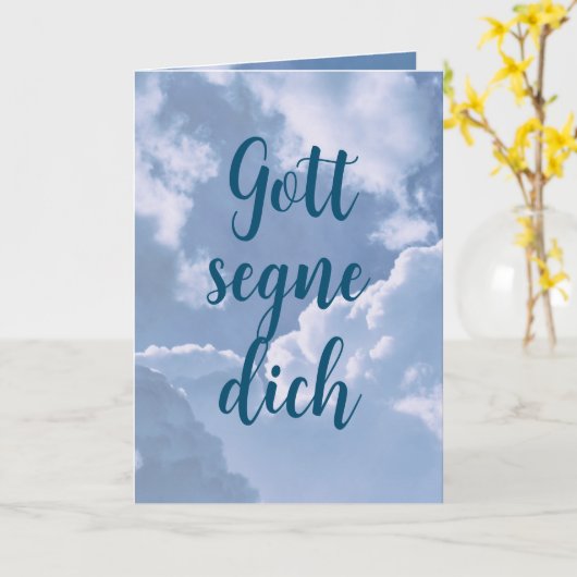 God zegene u in het Duits | Christelijke Verjaarda Kaart (Gele Bloem)