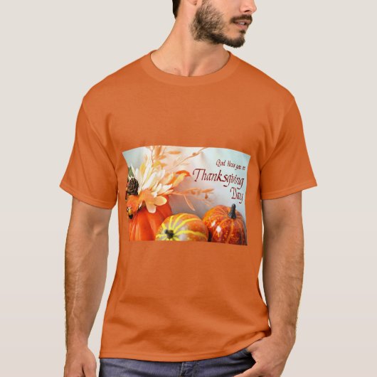 God zegene u op de Dag van de Thanksgiving T-shirt (Voorkant)
