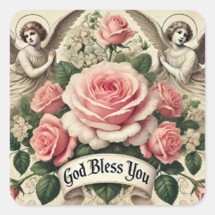 God zegene u Rozen Vierkante Sticker