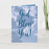 God zegene U Wolken Blauwe Hemel Religieuze Verjaa Kaart (Voorkant)