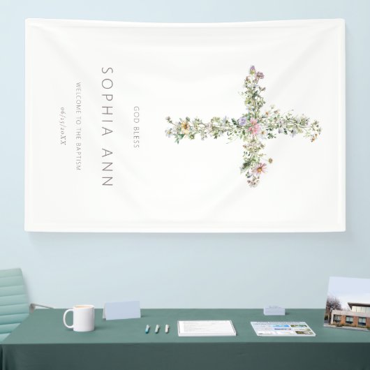 God zegene welkom weide wildbloem kruis doop spandoek (Beurs)