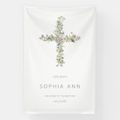 God zegene welkom weide wildbloem kruis doop spandoek (Verticaal)