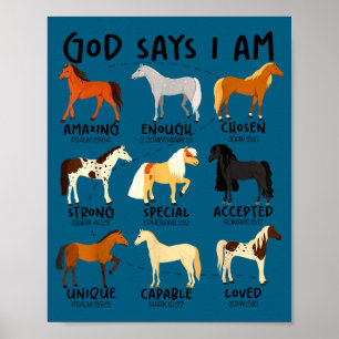 God zegt am paarden christelijke vrouwen meisjes k poster