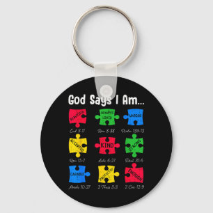 God Zegt Autisme Bewustzijn Christelijk Geloof Puz Sleutelhanger