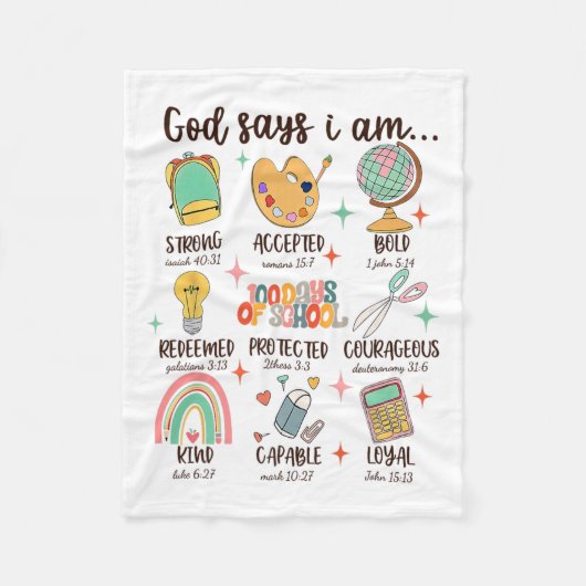 God zegt dat ik 100 dagen Christelijke student ben Fleece Deken (Voorkant)