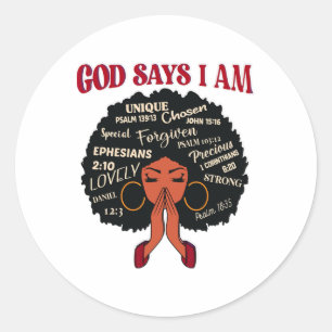 God zegt dat ik Afro-Afrikaanse Nubische vrouw ben Ronde Sticker