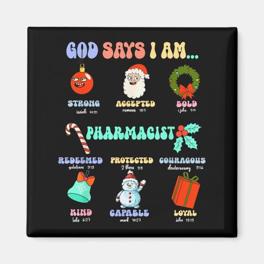God zegt dat ik apotheker ben Kerst Apotheek Tech Magneet (Voorkant)