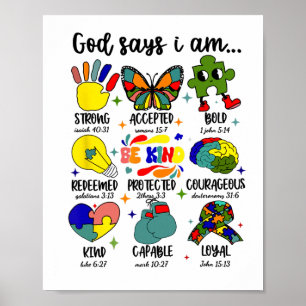 God zegt dat ik autisme ben Jezus Christelijke mot Poster