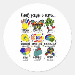 God zegt dat ik autisme ben Jezus Christelijke mot Ronde Sticker