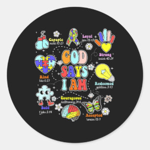 God zegt dat ik autisme bewustzijn ben Wees vriend Ronde Sticker