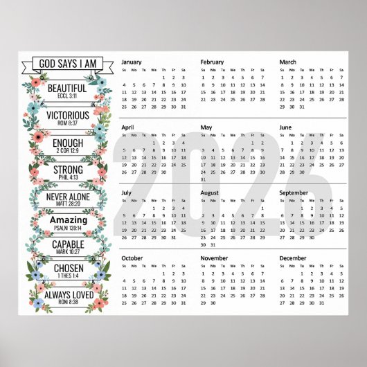 God zegt dat ik ben, 2026 Volle jaarkalender Poster (Voorkant)