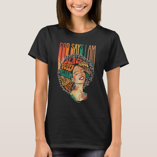 God zegt dat ik ben Afro vrouwen Melanin Black Pri T-shirt (Voorkant)