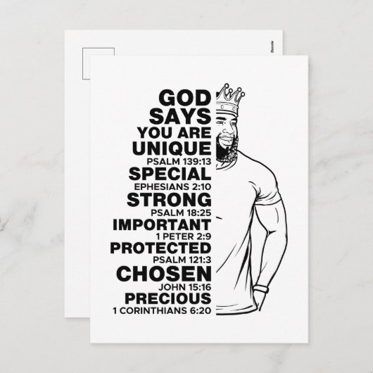 God zegt dat ik ben Black King Melanin Man Bruh Br Feestdagenkaart (Voorkant / Achterkant)