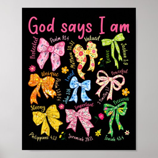 God zegt dat ik ben Coquette Bow Floral Christelij Poster (Voorkant)