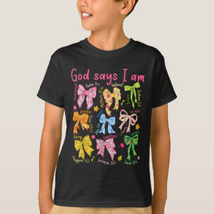 God zegt dat ik ben Coquette Bow Floral Christelij T-shirt