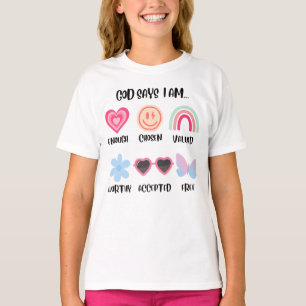 God zegt dat ik bevestigingen Kinder ben T-shirt