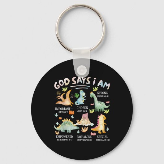 God Zegt Dat Ik Bijbelvers Over Dinosaurus Christe Sleutelhanger (Voorkant)