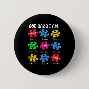 God zegt dat ik Bijbelverzen ben die Christelijk z Ronde Button 5,7 Cm