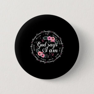 God Zegt Dat Ik Bloemige Bijbelvers Religieus Chri Ronde Button 5,7 Cm