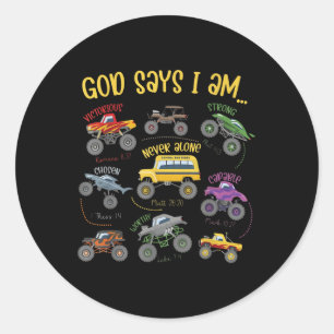 God zegt dat ik bouw bijbel vers vrachtwagen peute ronde sticker