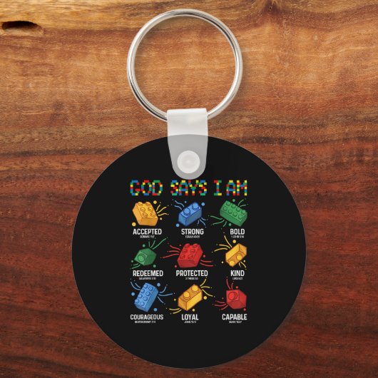 God zegt dat ik Brick Master Builder Block bouw Sleutelhanger (Voorkant)