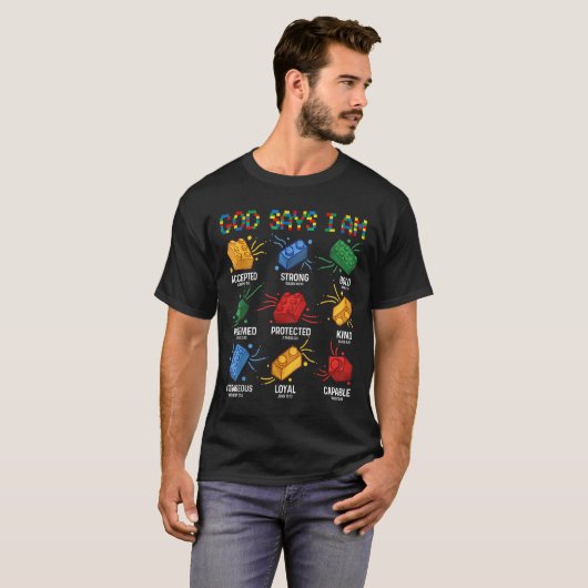 God zegt dat ik Brick Master Builder Block bouw T-shirt (Voorkant volledig)