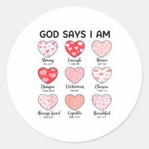 God Zegt Dat Ik Christelijk Geloof Hart Valentijn  Ronde Sticker