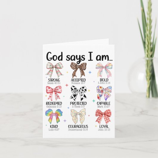 God zegt dat ik Coquette Bow ben Religieuze Christ Kaart (Voorkant)