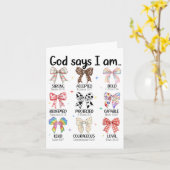God zegt dat ik Coquette Bow ben Religieuze Christ Kaart (Gele Bloem)