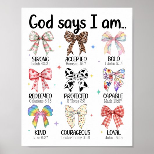God zegt dat ik Coquette Bow ben Religieuze Christ Poster (Voorkant)