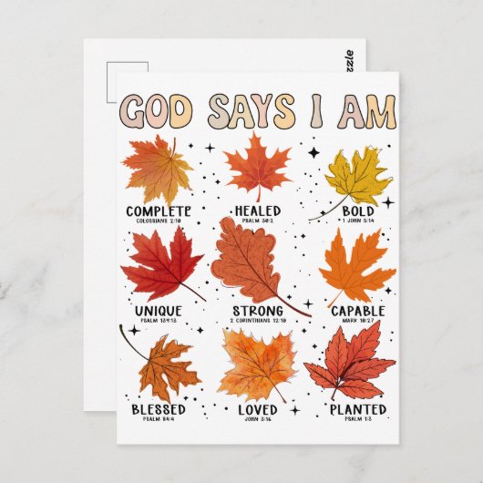 God zegt dat ik de herfstoogst van de herfst ben, briefkaart (Voorkant / Achterkant)