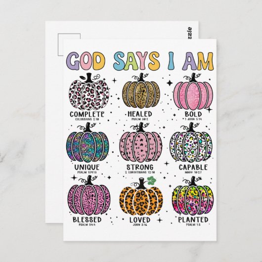 God zegt dat ik de herfstoogst van de herfst ben, briefkaart (Voorkant / Achterkant)