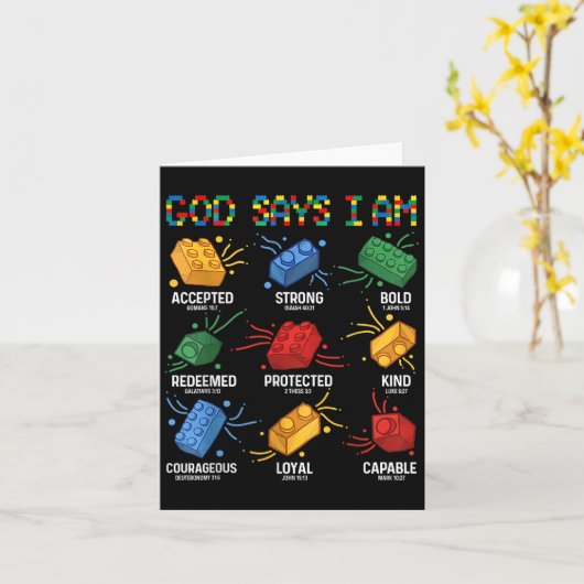 God Zegt Dat Ik Een Bakstenen Meester Bouwer Blok  Kaart (Gele Bloem)