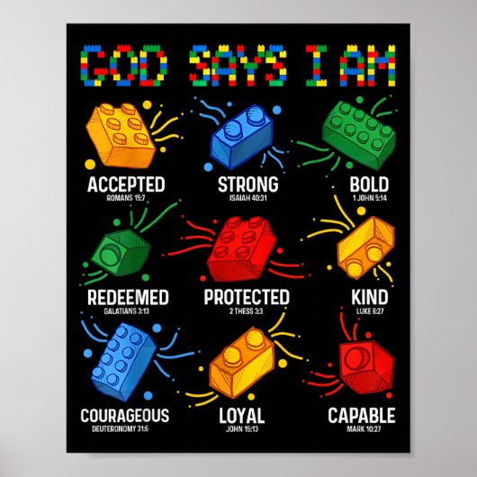 God Zegt Dat Ik Een Bakstenen Meester Bouwer Blok Poster (Voorkant)
