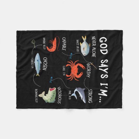 God zegt dat ik een Christelijk Fisher Bijbelvers  Fleece Deken (Voorkant (Horizontaal))