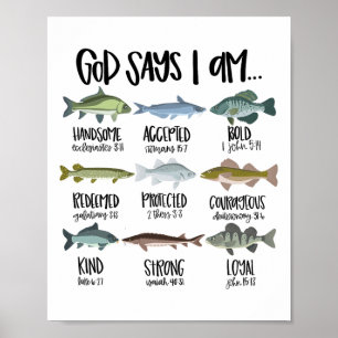 God zegt dat ik een Christelijke Bijbelvers vis Poster