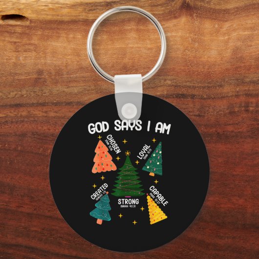 God Zegt Dat Ik Een Kerstboom Liefhebber Ben Manne Sleutelhanger (Voorkant)