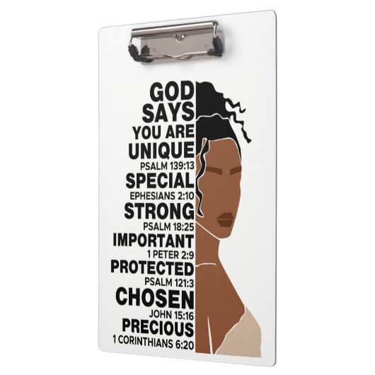 God zegt dat ik een mooie zwarte koningin melanine klembord (Links)