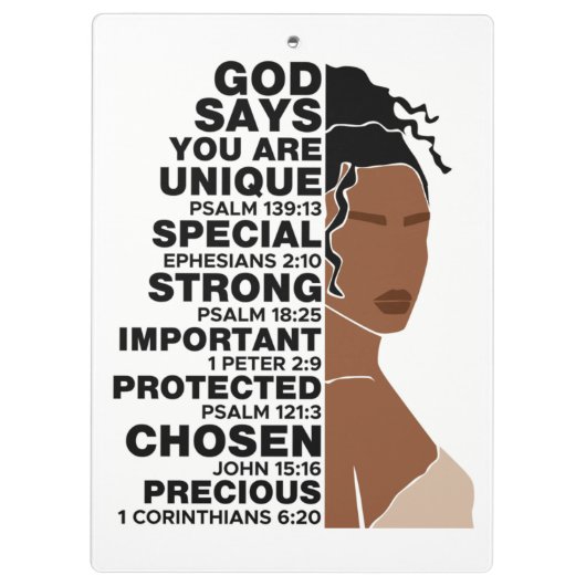 God zegt dat ik een mooie zwarte koningin melanine klembord (Achterkant)