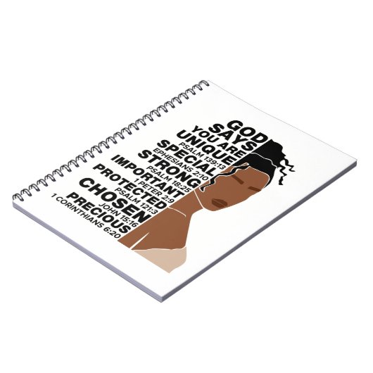 God zegt dat ik een mooie zwarte koningin melanine notitieboek (Linkerzijde)