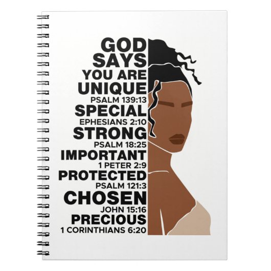 God zegt dat ik een mooie zwarte koningin melanine notitieboek (Voorkant)