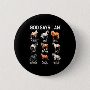 God Zegt Dat Ik Een Paard Ben Christelijk Meisje T Ronde Button 5,7 Cm