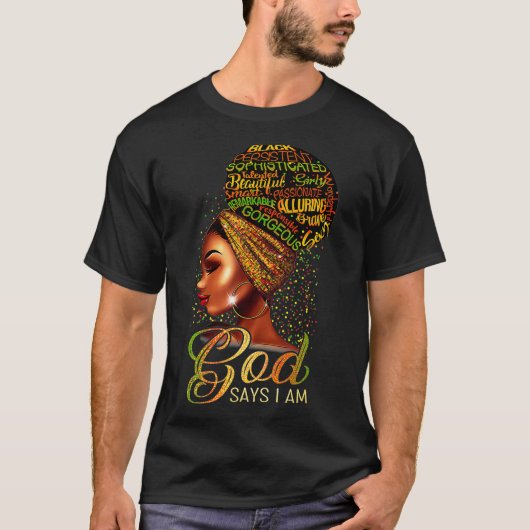 God zegt dat ik een zwarte vrouw ben Afrika Melani T-shirt (Voorkant)