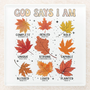 God zegt dat ik herfst herfstoogst Thanksgiving pl Glazen Onderzetter
