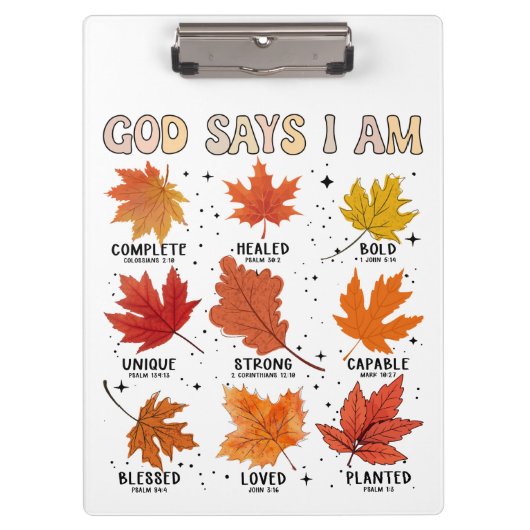 God zegt dat ik herfst herfstoogst Thanksgiving pl Klembord (Voorkant)