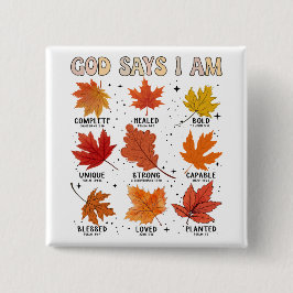 God zegt dat ik herfst herfstoogst Thanksgiving pl Vierkante Button 5,1 Cm